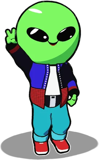 Alien, la mascota de Abrandados, saludando